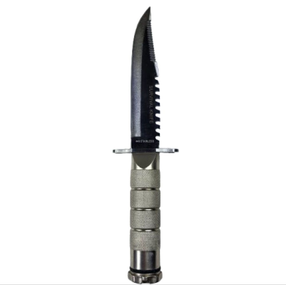 8" Stainless Steel Survival Knife With Built In Compass & Kit